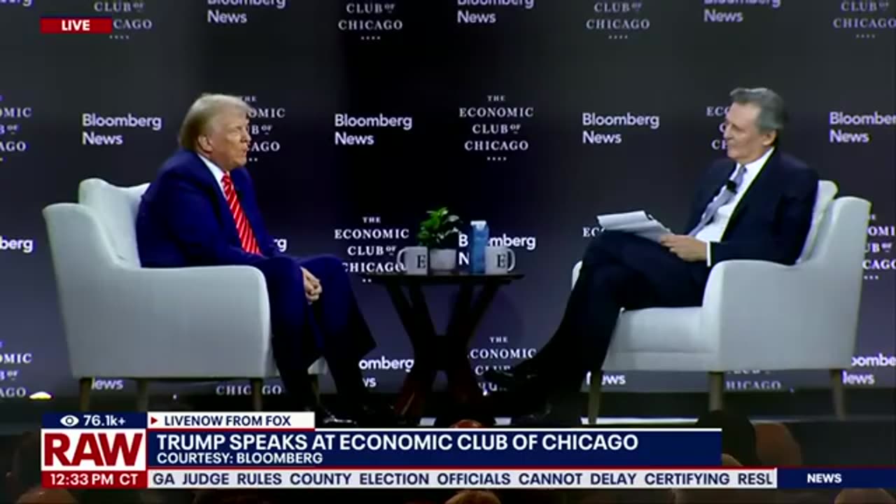 Donald Trump speaks at the Economic Club of Chicago on the economy