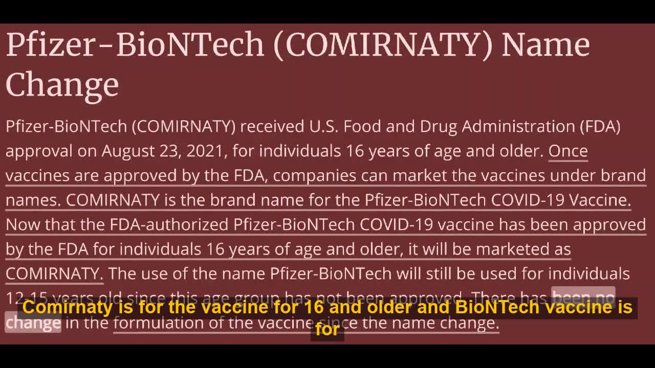 Pfizer Vaccine Has 2 Names 1 Formula