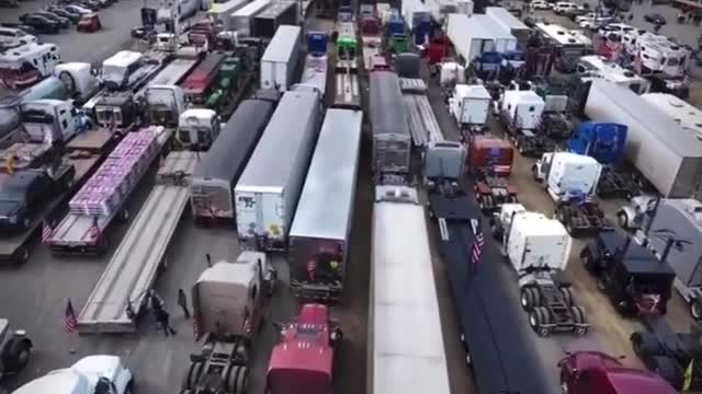 AMAZING DRONE FOOTAGE -The freedom convoy on its way to Washington DC