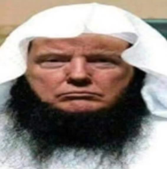 DONALD TRUMP MARCHING THROUGH THE GATES OF PARADISE WHERE ARE MAIDENS AWAIT