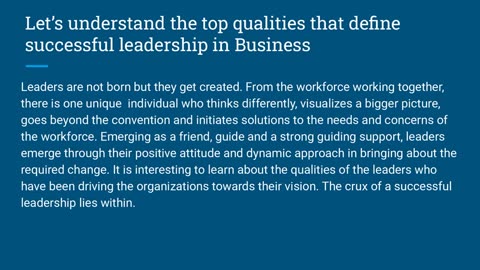 Top Qualities that Define Successful Leadership in Business