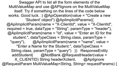 Swagger API for MultivaluedMap Jersey Is it possible