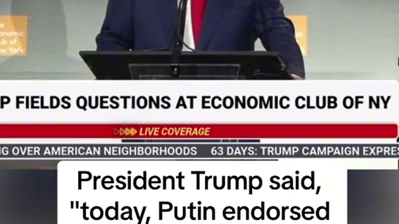 Trump talks about Putin endorsed Kamala Harris