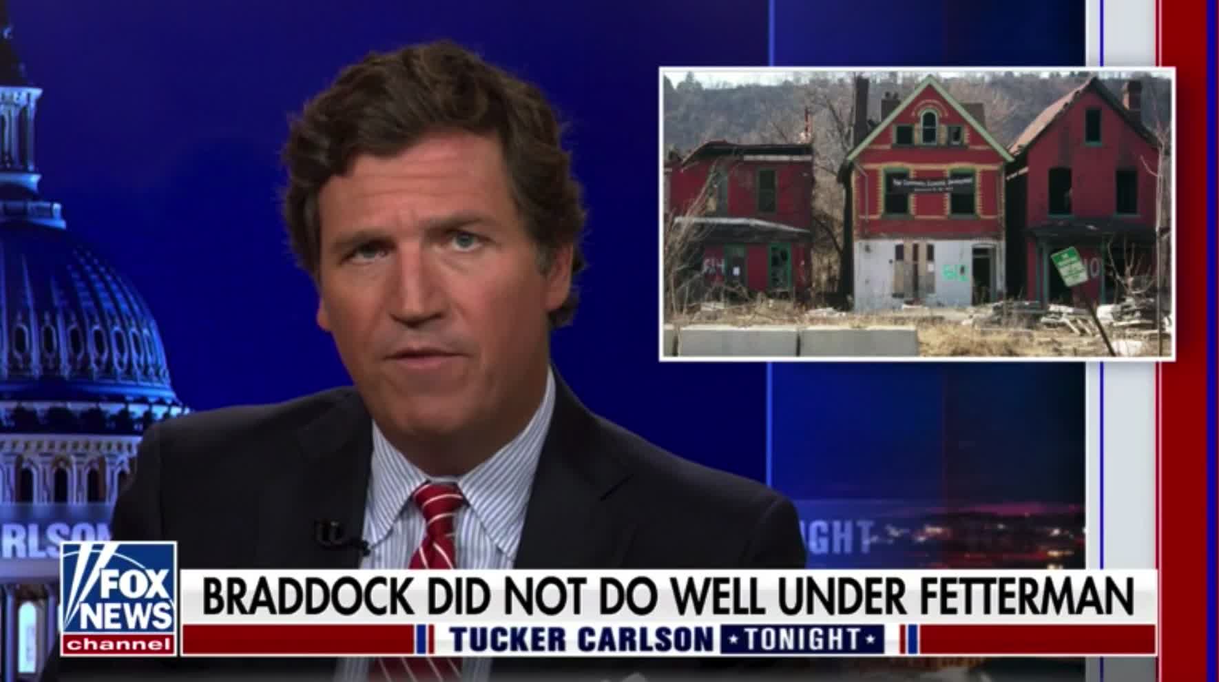 Tucker Carlson describes how John Fetterman's "failed demonstrably" as mayor of Braddock