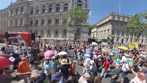 Reinforcements join the existing protesters outside Downing Street