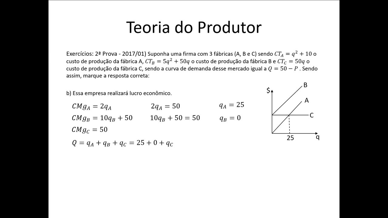 Microeconomia 107 Teoria do Produtor Poder de Mercado Exercícios