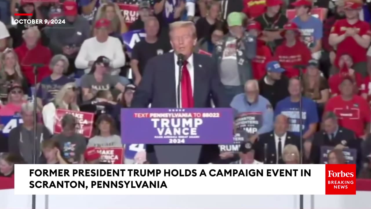 Trump Plays Supercut Of Kamala Harris Talking About Taxes On The Jumbotron At Pennsylvania Rally