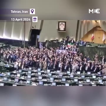 Iranian Parliament celebrate the Iranian missile and drone attacks on Israel on Saturday night.