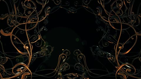 Dark tunnel with golden shapes in rococo style