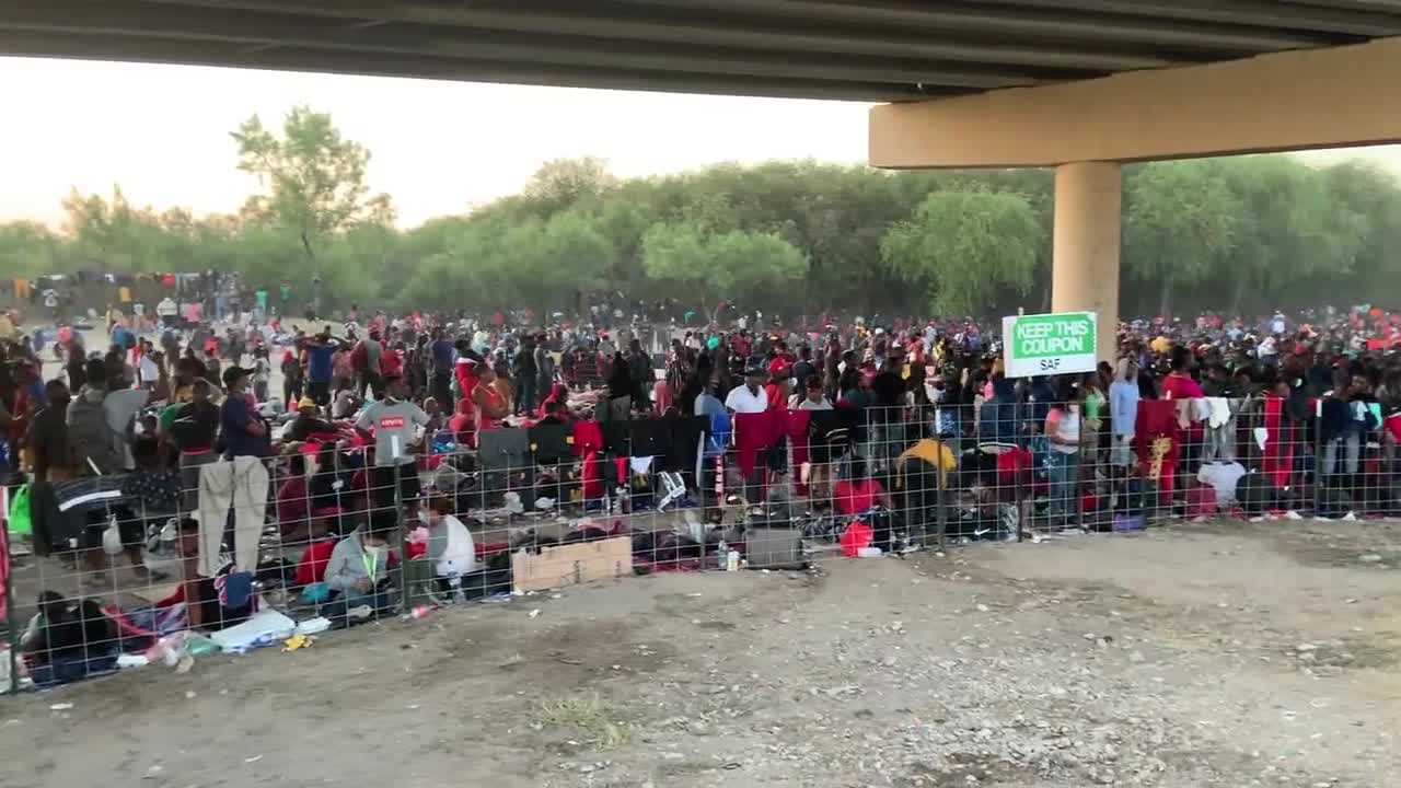 US/Mexican border at the international bridge in Del Rio, TX 9-16-2021