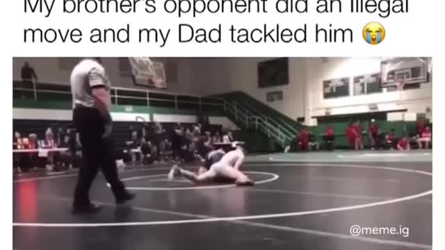 This dad tackled the man who did an illegal move in the match 🤯 #shorts #wrestling
