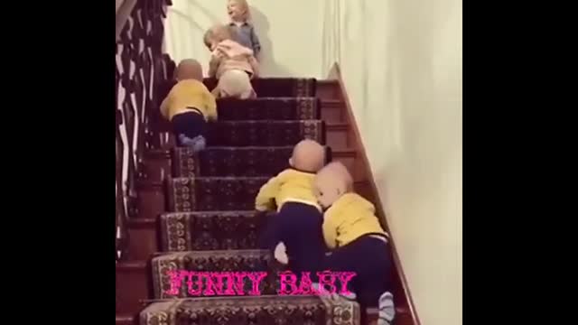 Watch these Cute babies Climbing Up the stairs 😍😍😍😂😂😂