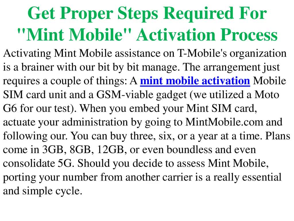Get Proper Steps Required For "mint mobile" Activation Process