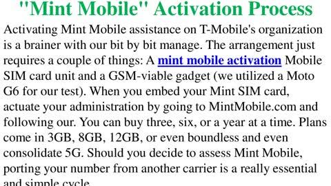 Get Proper Steps Required For "mint mobile" Activation Process