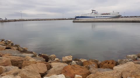 Seaport - View of the ship and the sea