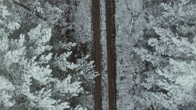 Drone Footage of a Road and Snow