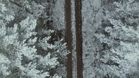 Drone Footage of a Road and Snow