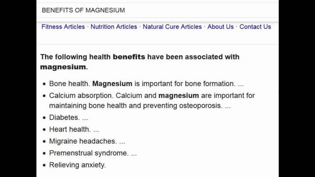 THE BENEFITS OF MAGNESIUM