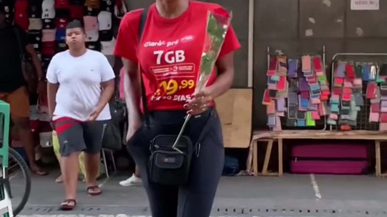 Random giving out a basket of flowers