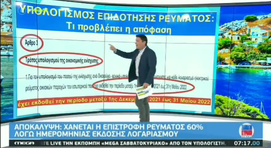 ΧΑΝΕΤΑΙ Η ΕΠΙΣΤΡΟΦΗ ΡΕΥΜΑΤΟΣ 60% ΛΟΓΩ ΗΜΕΡΟΜΗΝΙΑΣ ΤΟΥ ΛΟΓΑΡΙΑΣΜΟΥ