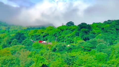 Great view of mountain road in rainy season