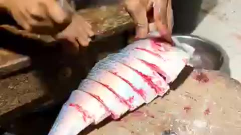 Amazing Hilsha fish cutting skills