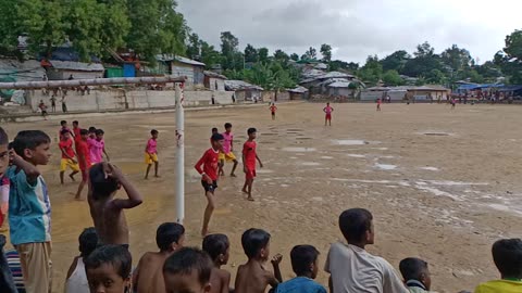 Rohingya indigent children playing football
