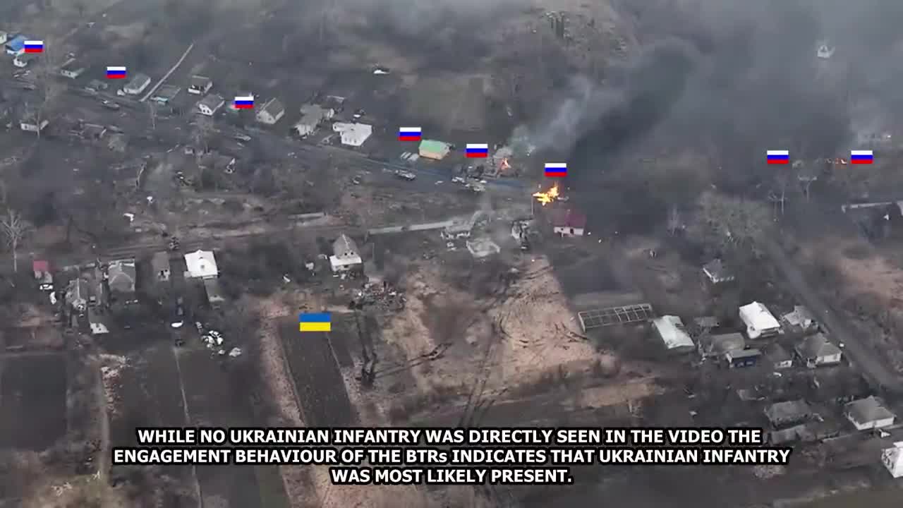 Ukraine War - Single Ukrainian Tank Attacks Massive Russian BTR-82 Convoy In Close Ambush