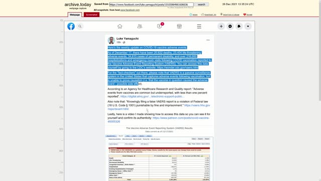 Facebook suppressing Luke Yamaguchi's VAERS posts on COVID-19 vaccines