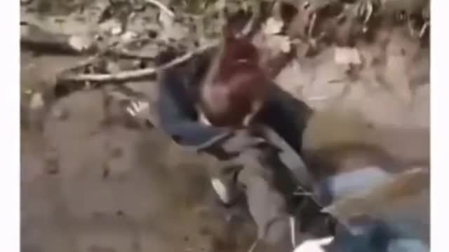 Boy epic fail when he trying to jump over the river
