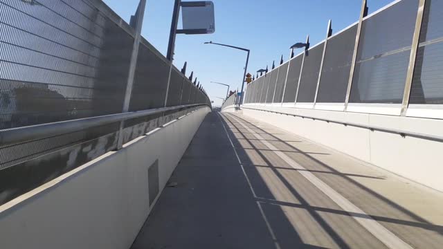 Riding Veteran Sherman EUC across Gateway Bridge Brisbane