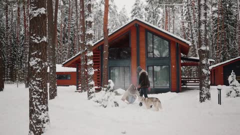 Couple Enjoying with snow