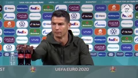 'Drink water'- Ronaldo removes Coca-Cola bottles in press co