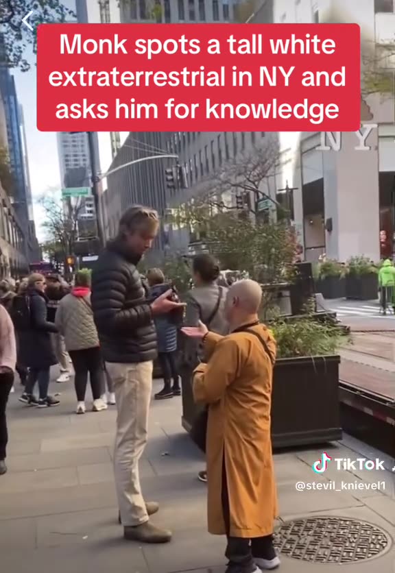 Monk spots a tall white extraterrestrial in NY and asks him for Knowledge 😨