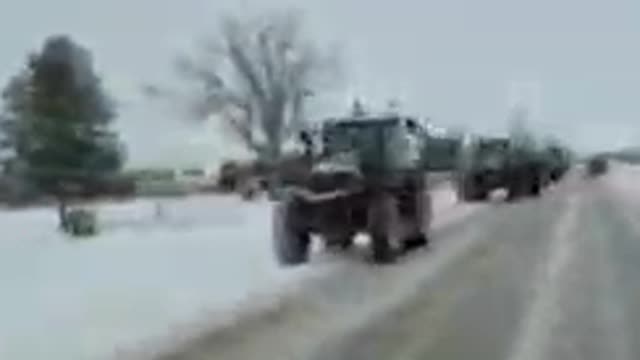 Farmer and truck convoy near Sarnia, Canada (Feb. 3, 2022)