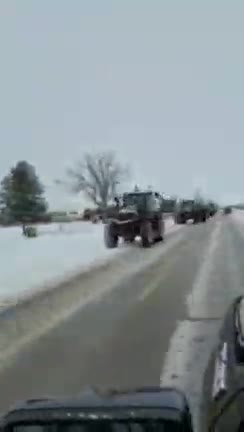Farmer and truck convoy near Sarnia, Canada (Feb. 3, 2022)