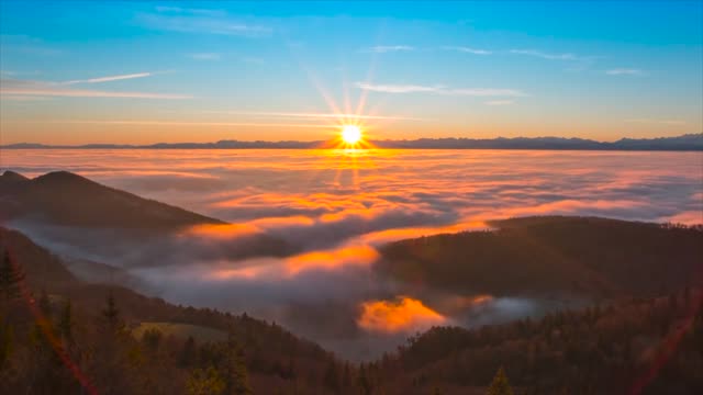 Beautiful Sunrise View Over The Clouds