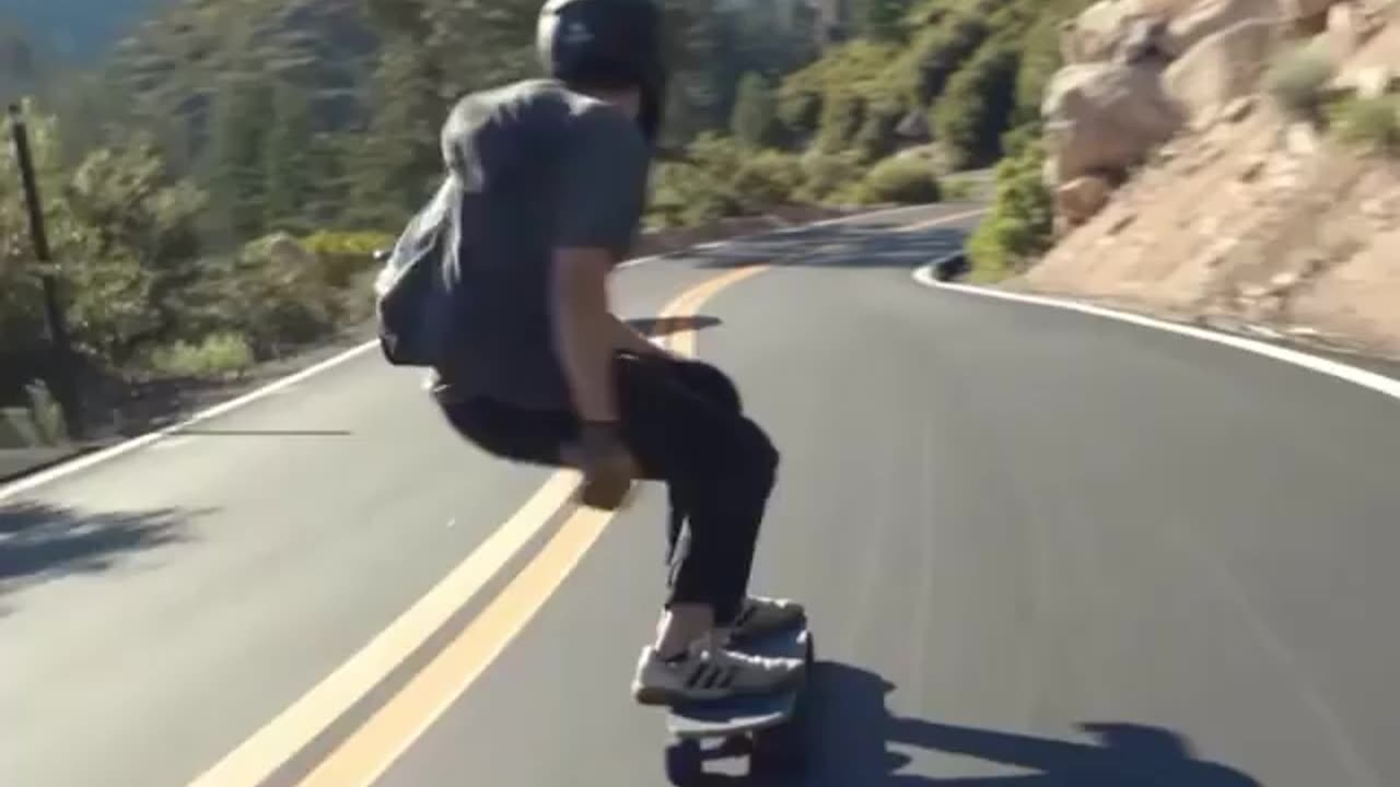 Skating down a hill at like 80mph!