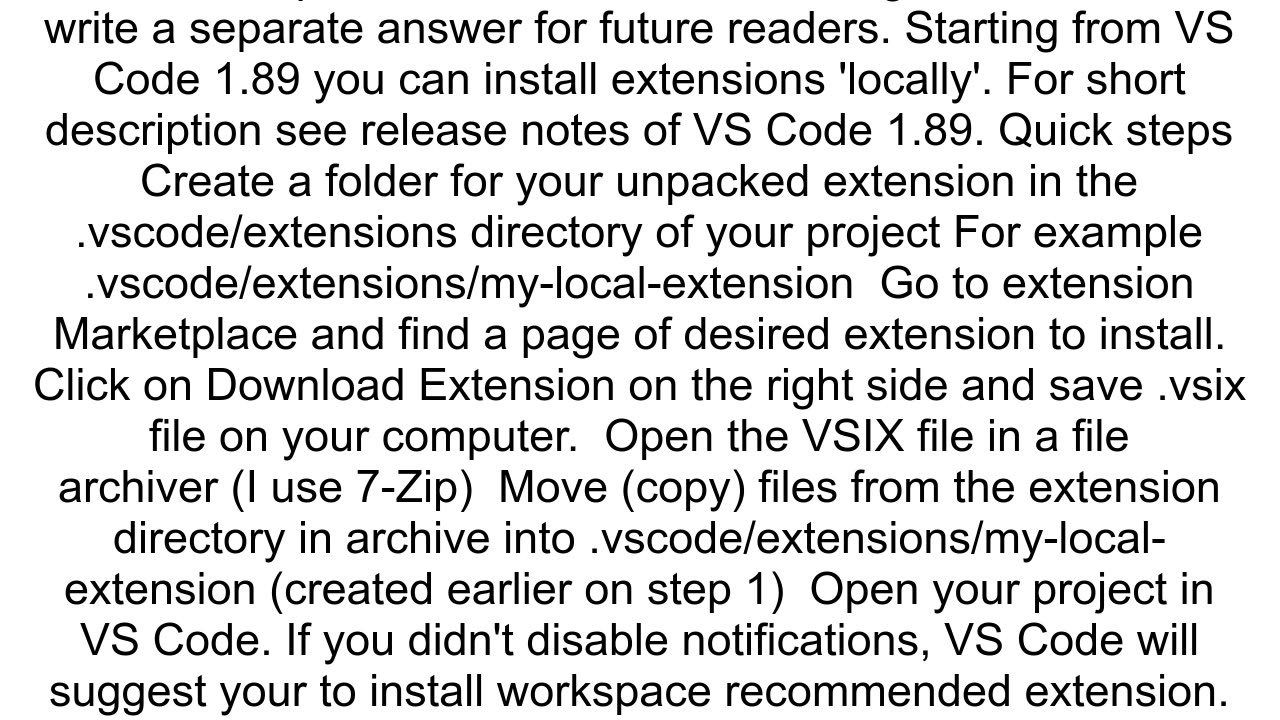 Is it possible to install and enable workspace extensions in VSCode with the vscode folder