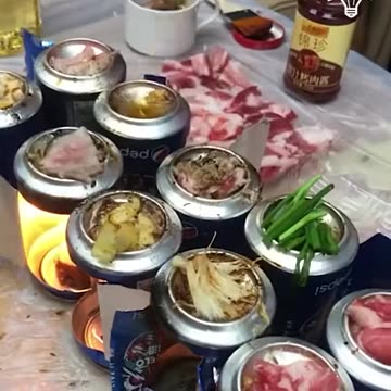 Cooking food on cans!