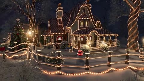 Christmas Music. Country house animated