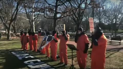 Washington DC, Happening Now: Protesters At White House Demand Biden Close Guantanamo.