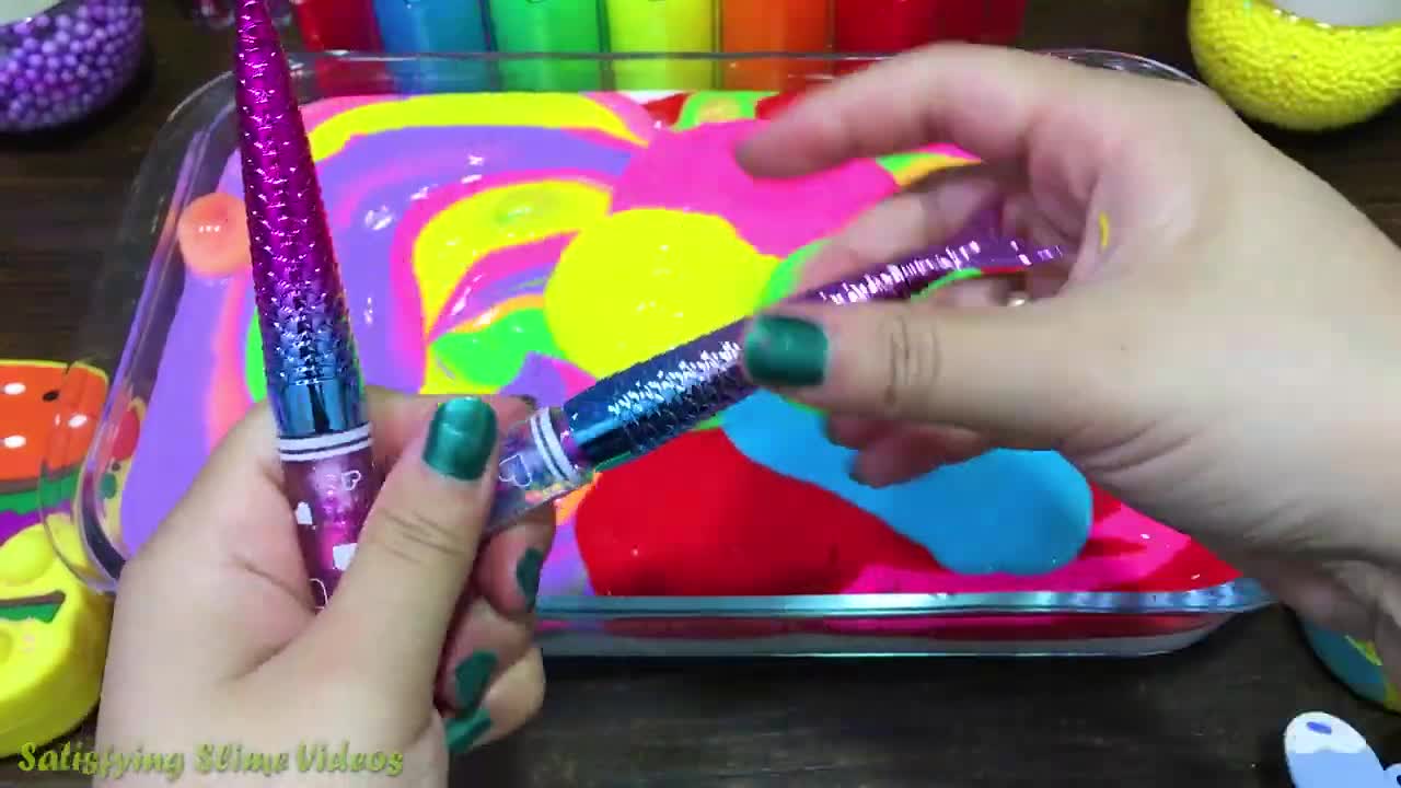 Mixing Makeup, foam and more into GLOSSY slime!Satisfying Slime Video #148