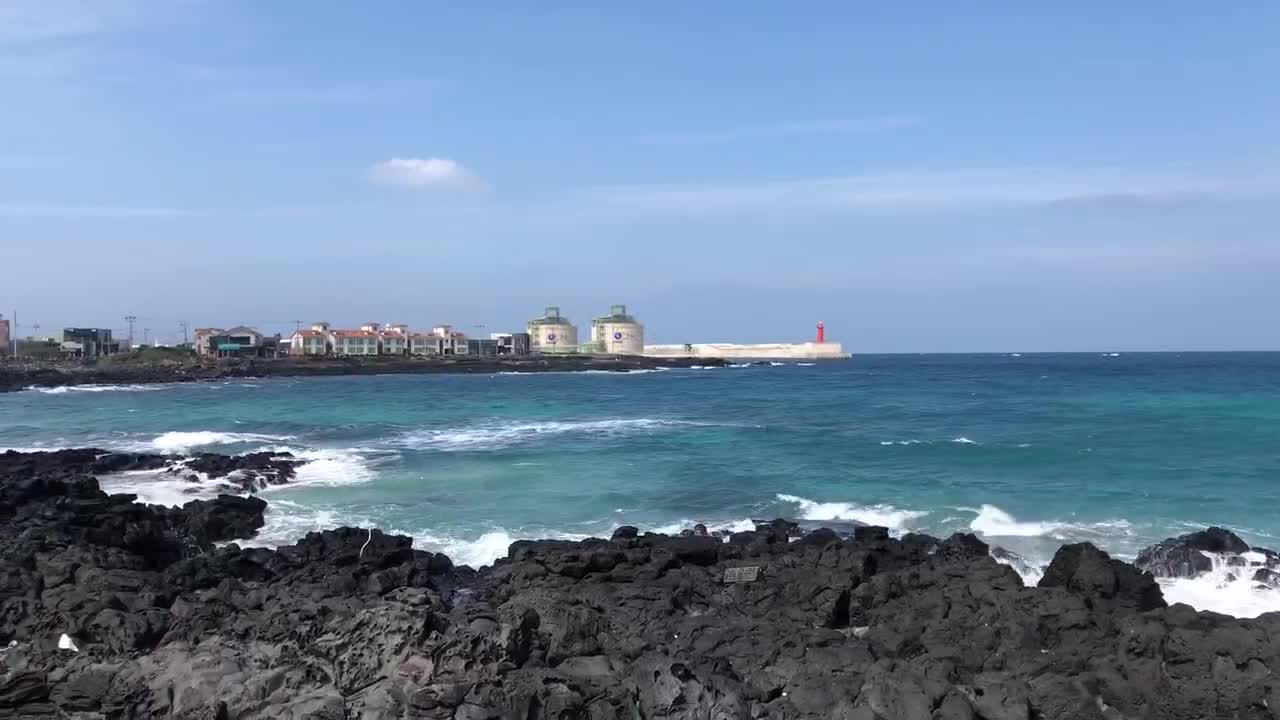 the blue sea of Jeju Island