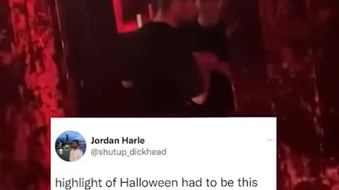 At a Halloween party in a bar, a young man got drunk and had been struggling wit