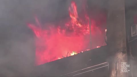 Kyiv apartment building struck by Russian shelling