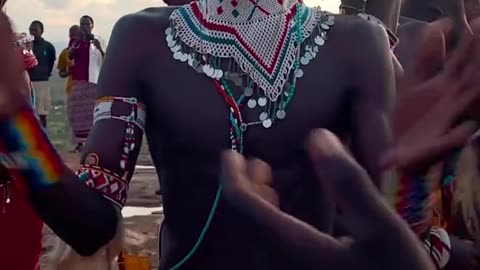 Kenyan maasai men singing.