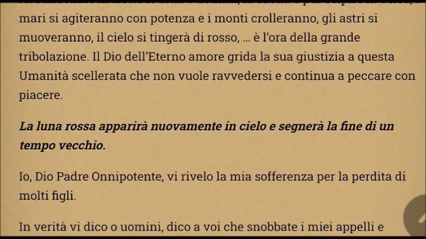 I monti crolleranno,gli astri cadranno dal cielo,è l'ora della tribolazione.Poiché vi sarà allora una tribolazione grande, quale mai avvenne dall'inizio del mondo fino a ora, né mai più ci sarà.E se quei giorni non fossero abbreviati,