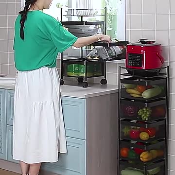 Floor Mobile Rotating Storage Rack Vegetable Fruit Storage Rack Kitchen Bathroom Storage Rack
