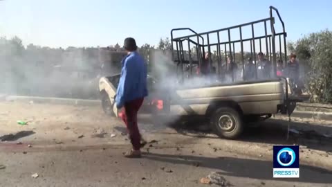 The aftermath of the attack on Gaza City’s Kuwait Roundabout